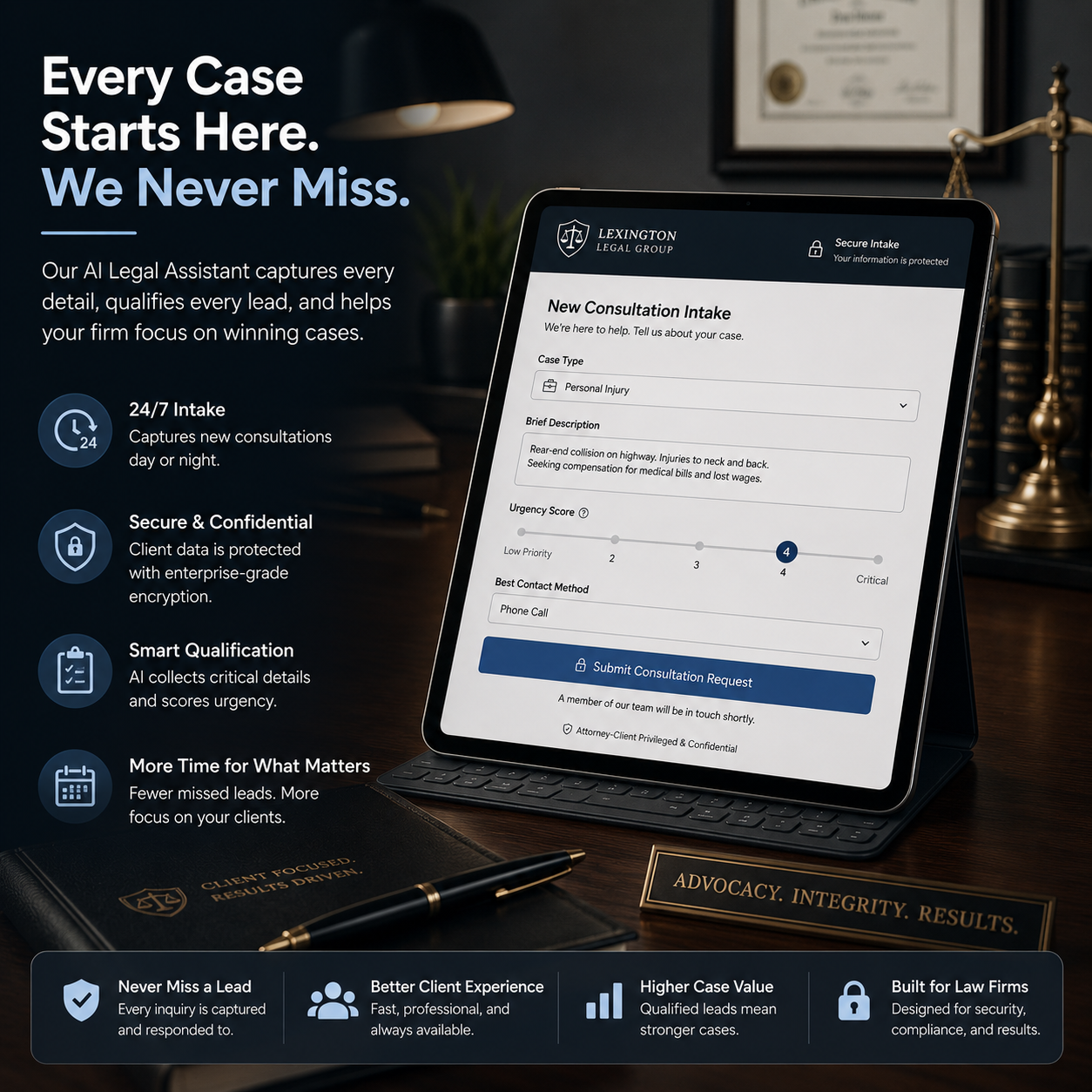 Legal Intake Feature Mockup